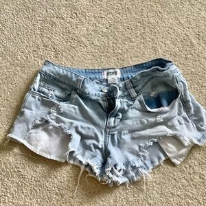 PINK Victoria's Secret Mini Distressed Jean Shorts Sz 6 Denim